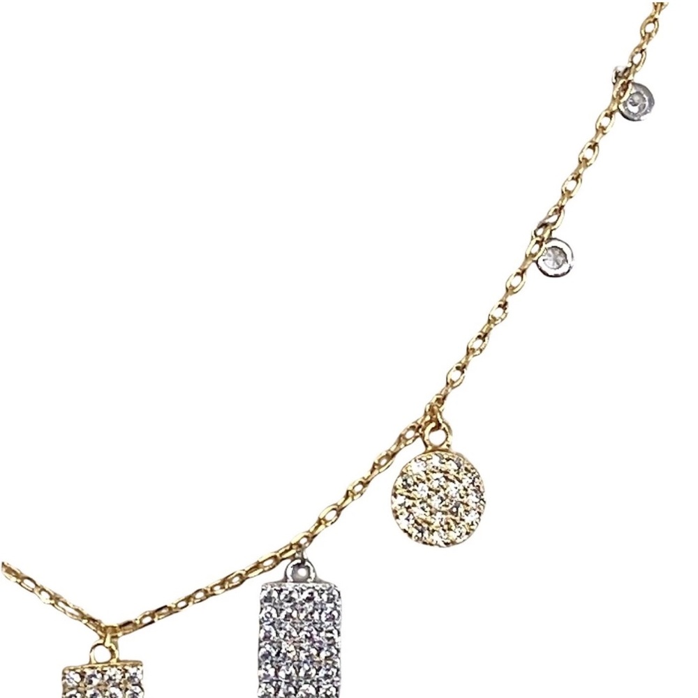 NWT Gold Plated Multi Shaped Pavé Swarovski Crystal Accented Necklace - Picture 6 of 15